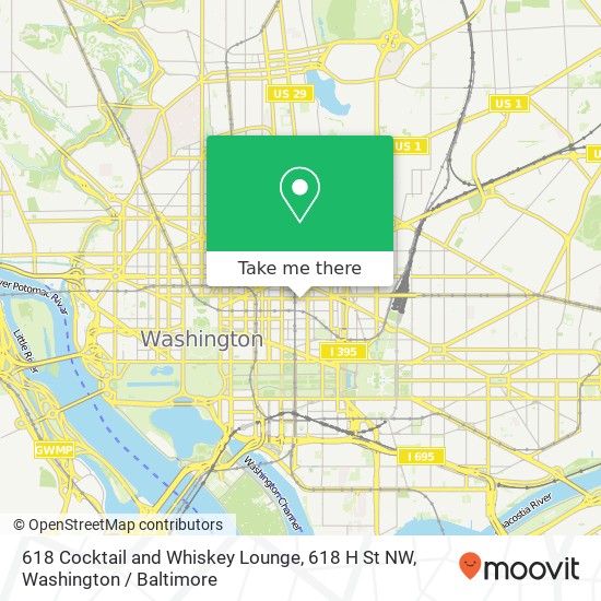 Mapa de 618 Cocktail and Whiskey Lounge, 618 H St NW