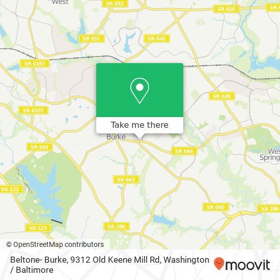 Mapa de Beltone- Burke, 9312 Old Keene Mill Rd