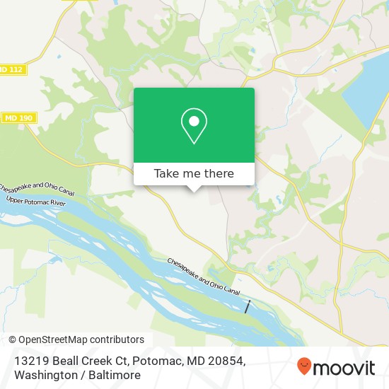 Mapa de 13219 Beall Creek Ct, Potomac, MD 20854