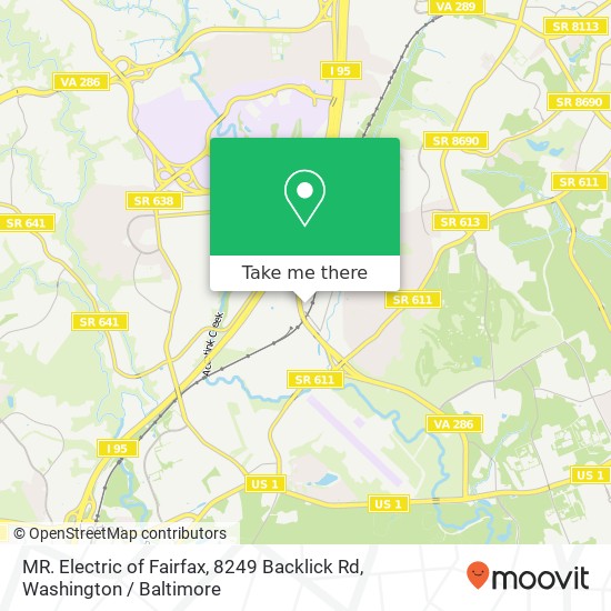 Mapa de MR. Electric of Fairfax, 8249 Backlick Rd