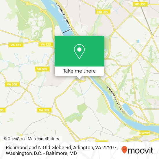 Mapa de Richmond and N Old Glebe Rd, Arlington, VA 22207