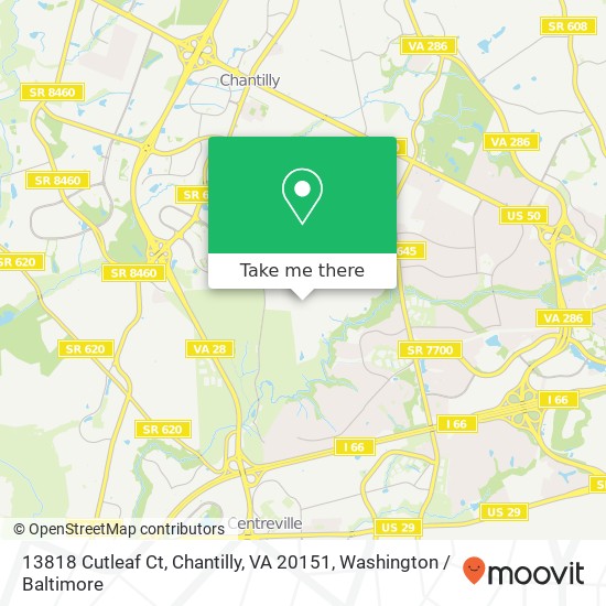 Mapa de 13818 Cutleaf Ct, Chantilly, VA 20151