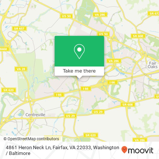 Mapa de 4861 Heron Neck Ln, Fairfax, VA 22033