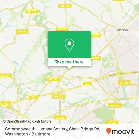 Commonwealth Humane Society, Chain Bridge Rd map