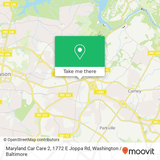 Maryland Car Care 2, 1772 E Joppa Rd map