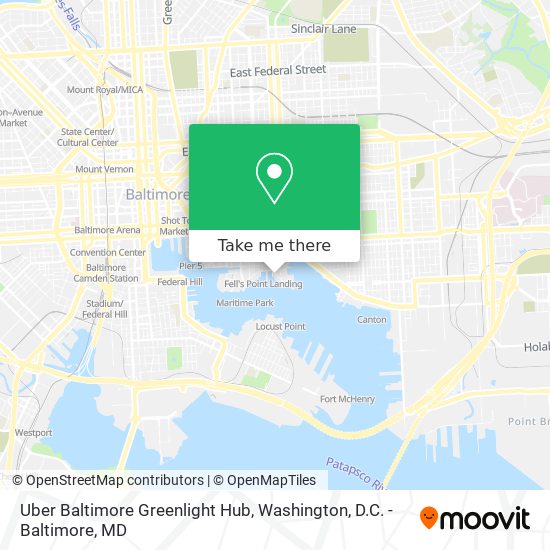 Uber Baltimore Greenlight Hub map