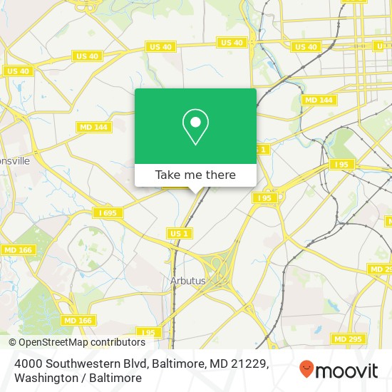 Mapa de 4000 Southwestern Blvd, Baltimore, MD 21229