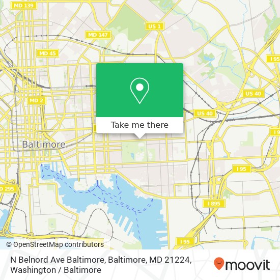 Mapa de N Belnord Ave Baltimore, Baltimore, MD 21224