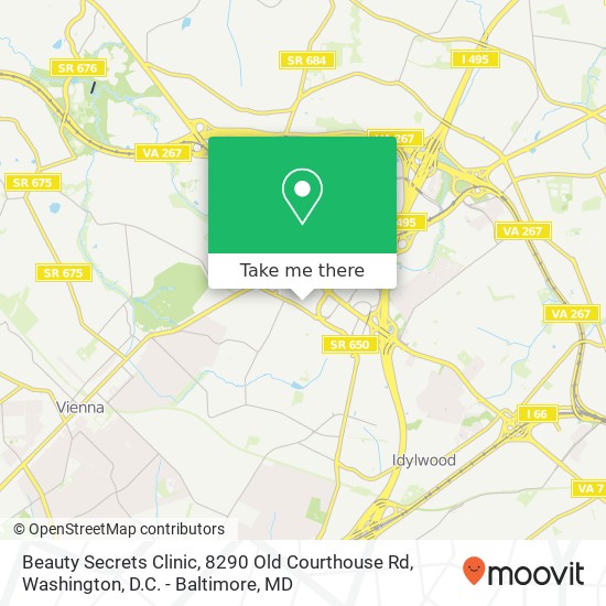 Mapa de Beauty Secrets Clinic, 8290 Old Courthouse Rd