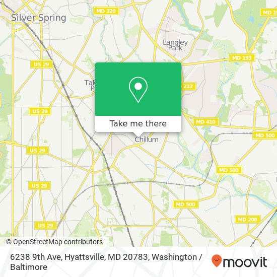 Mapa de 6238 9th Ave, Hyattsville, MD 20783