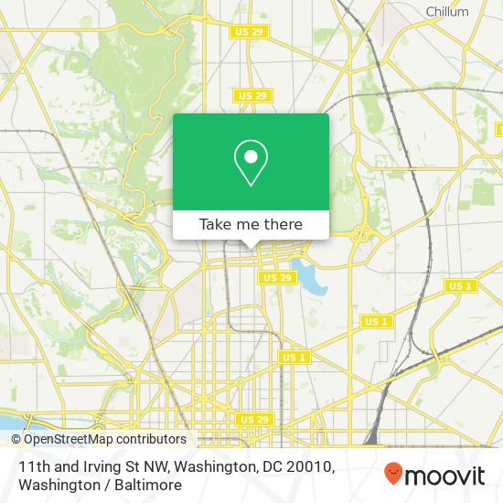 11th and Irving St NW, Washington, DC 20010 map