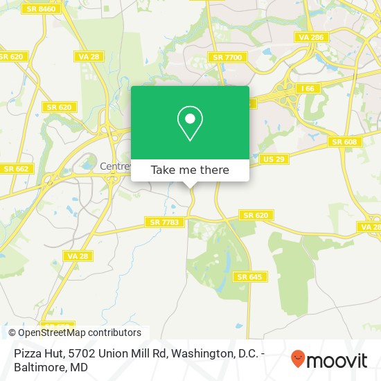Mapa de Pizza Hut, 5702 Union Mill Rd