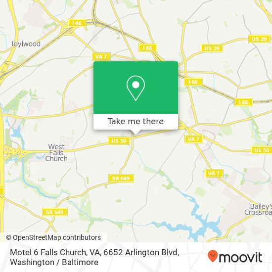 Mapa de Motel 6 Falls Church, VA, 6652 Arlington Blvd