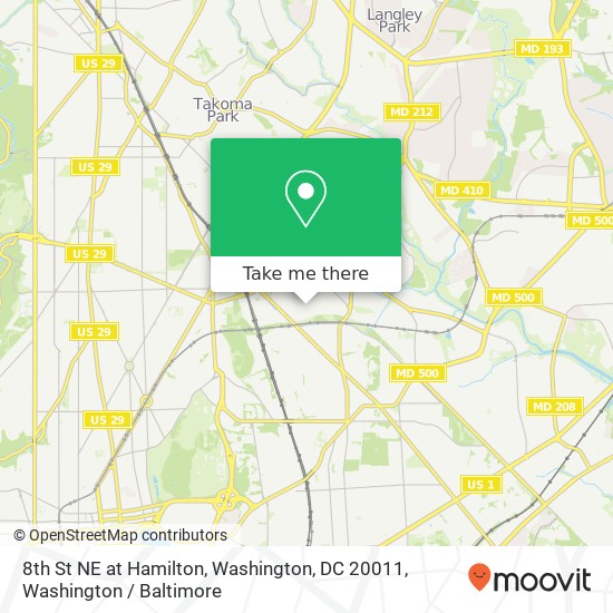 Mapa de 8th St NE at Hamilton, Washington, DC 20011