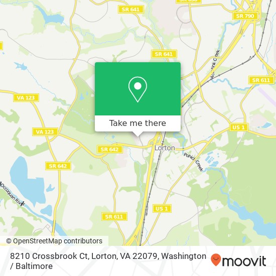 Mapa de 8210 Crossbrook Ct, Lorton, VA 22079