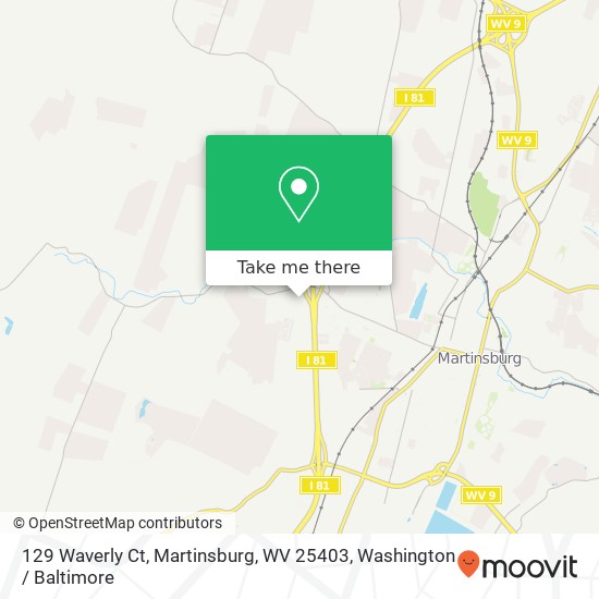 Mapa de 129 Waverly Ct, Martinsburg, WV 25403