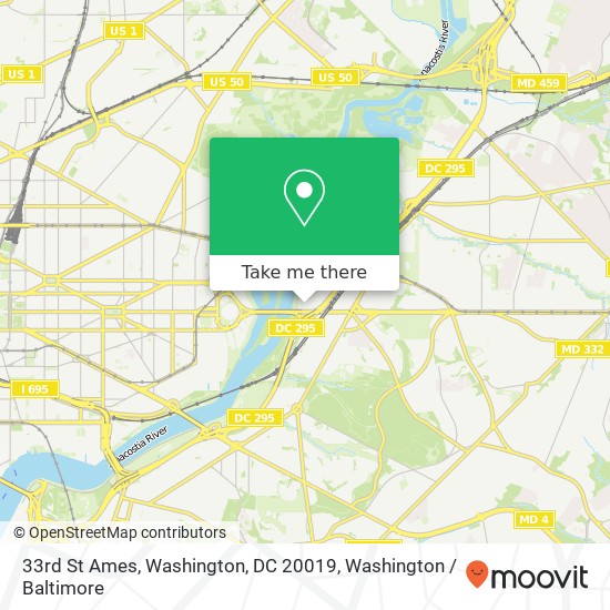 Mapa de 33rd St Ames, Washington, DC 20019
