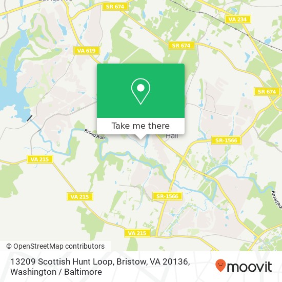 Mapa de 13209 Scottish Hunt Loop, Bristow, VA 20136
