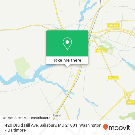 Mapa de 420 Druid Hill Ave, Salisbury, MD 21801