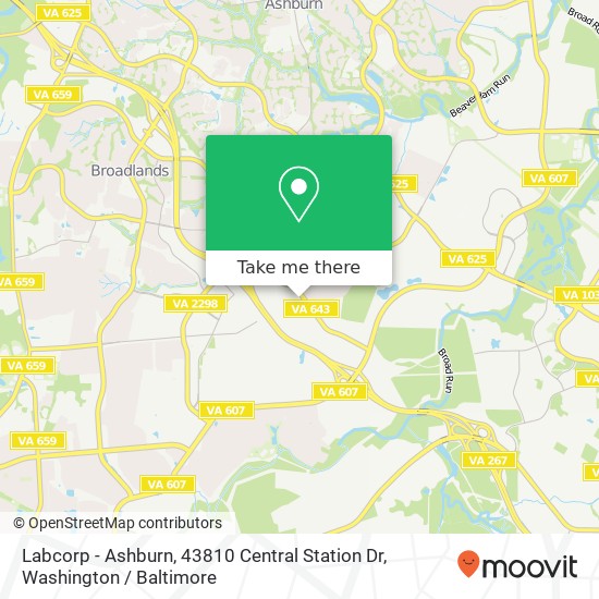 Mapa de Labcorp - Ashburn, 43810 Central Station Dr