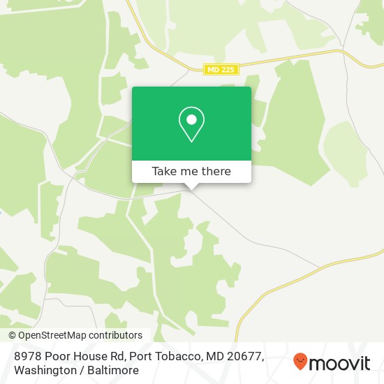 Mapa de 8978 Poor House Rd, Port Tobacco, MD 20677