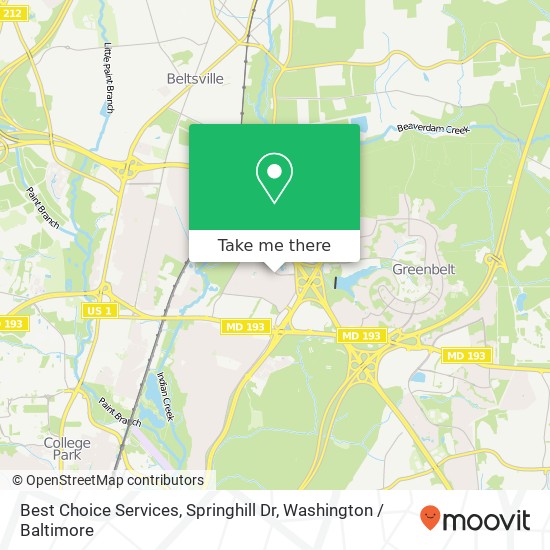 Best Choice Services, Springhill Dr map