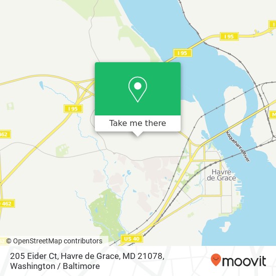 Mapa de 205 Eider Ct, Havre de Grace, MD 21078