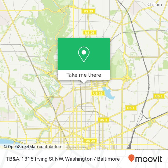 TB&A, 1315 Irving St NW map