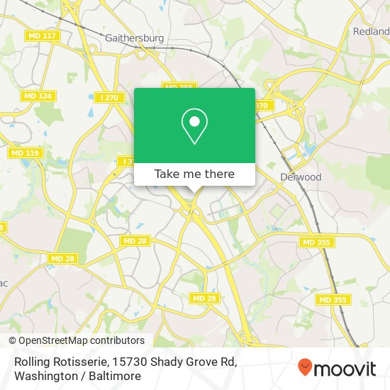 Mapa de Rolling Rotisserie, 15730 Shady Grove Rd