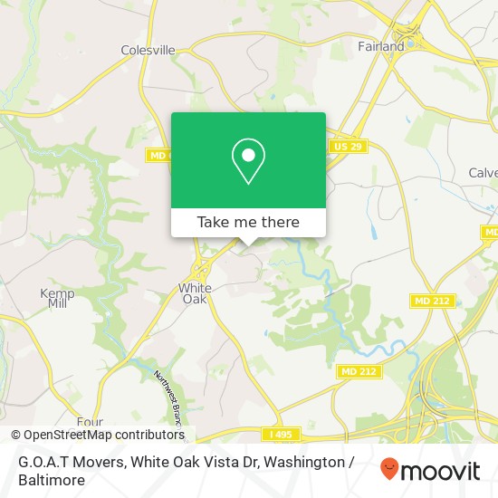 G.O.A.T Movers, White Oak Vista Dr map