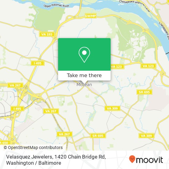 Mapa de Velasquez Jewelers, 1420 Chain Bridge Rd