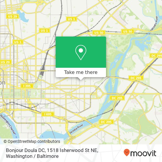 Bonjour Doula DC, 1518 Isherwood St NE map