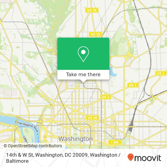 Mapa de 14th & W St, Washington, DC 20009