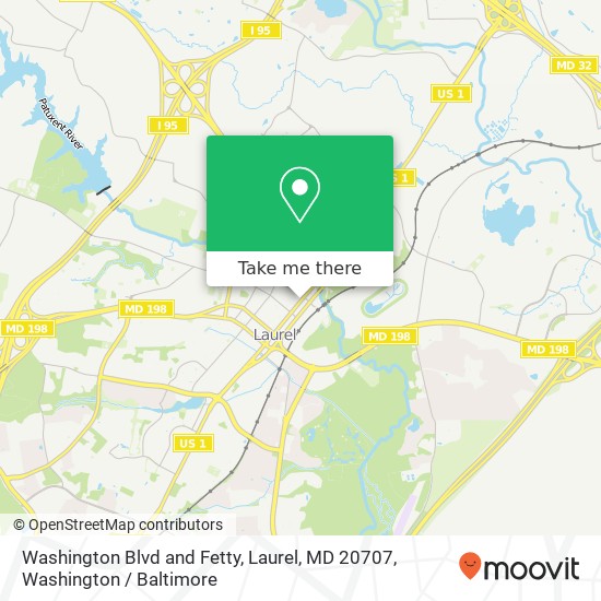 Washington Blvd and Fetty, Laurel, MD 20707 map