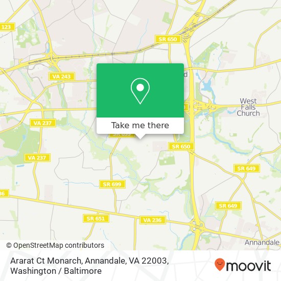 Mapa de Ararat Ct Monarch, Annandale, VA 22003