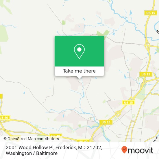 Mapa de 2001 Wood Hollow Pl, Frederick, MD 21702