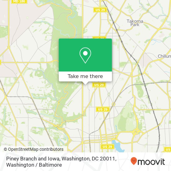 Mapa de Piney Branch and Iowa, Washington, DC 20011