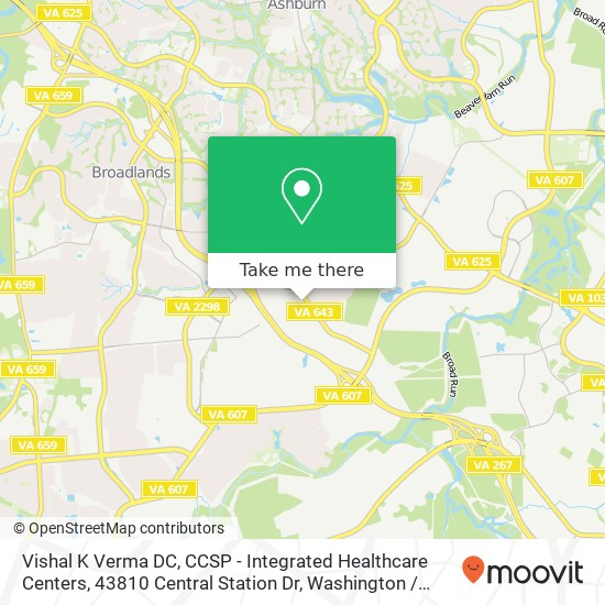 Mapa de Vishal K Verma DC, CCSP - Integrated Healthcare Centers, 43810 Central Station Dr