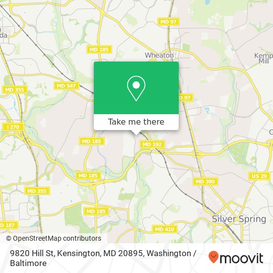 Mapa de 9820 Hill St, Kensington, MD 20895