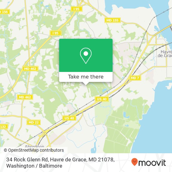 Mapa de 34 Rock Glenn Rd, Havre de Grace, MD 21078