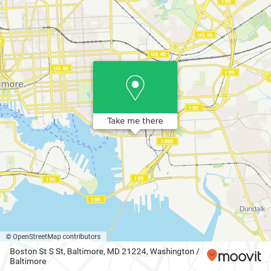 Mapa de Boston St S St, Baltimore, MD 21224