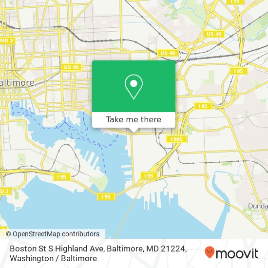 Mapa de Boston St S Highland Ave, Baltimore, MD 21224