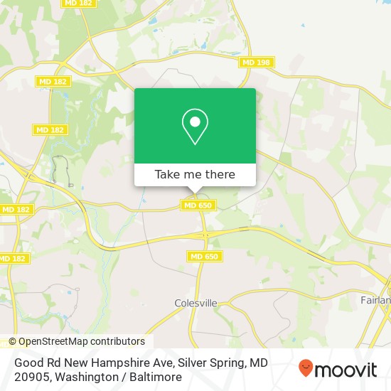 Mapa de Good Rd New Hampshire Ave, Silver Spring, MD 20905