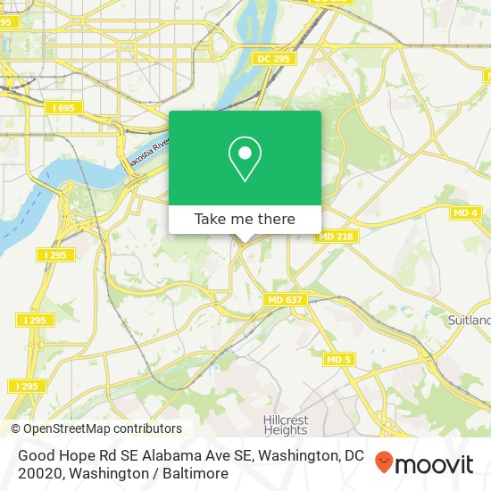 Good Hope Rd SE Alabama Ave SE, Washington, DC 20020 map