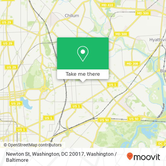 Newton St, Washington, DC 20017 map