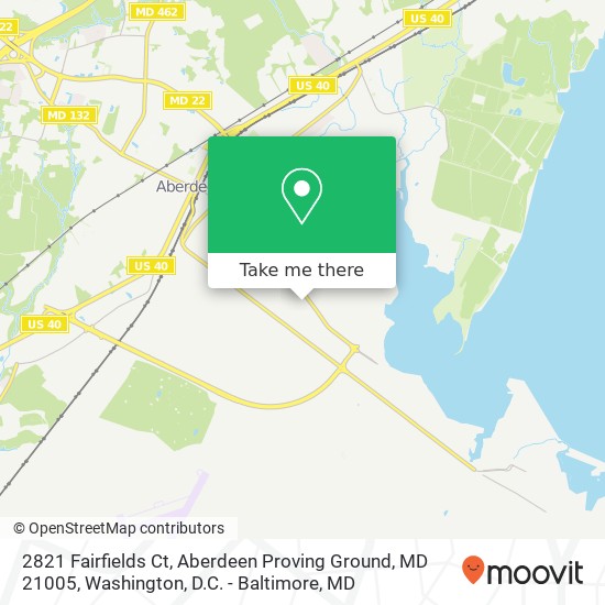 Mapa de 2821 Fairfields Ct, Aberdeen Proving Ground, MD 21005