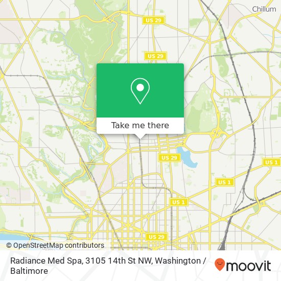 Mapa de Radiance Med Spa, 3105 14th St NW