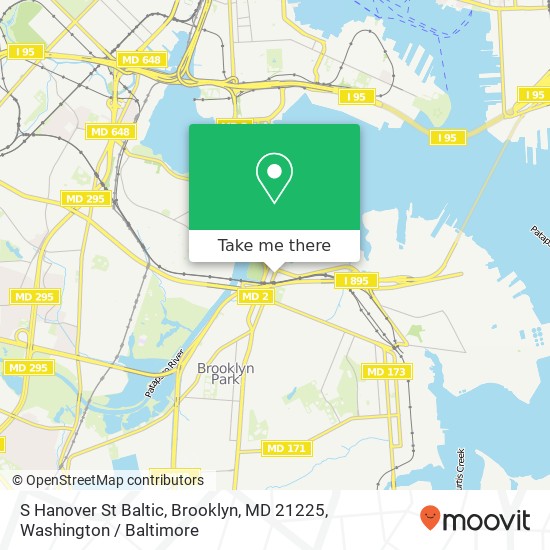 Mapa de S Hanover St Baltic, Brooklyn, MD 21225