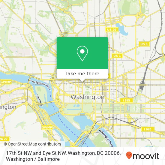 Mapa de 17th St NW and Eye St NW, Washington, DC 20006