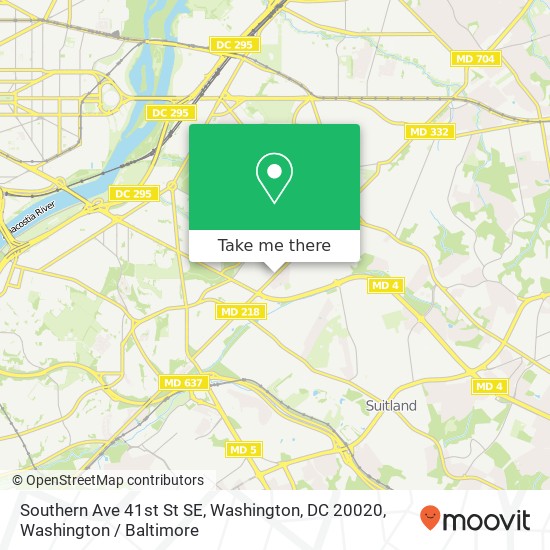 Southern Ave 41st St SE, Washington, DC 20020 map